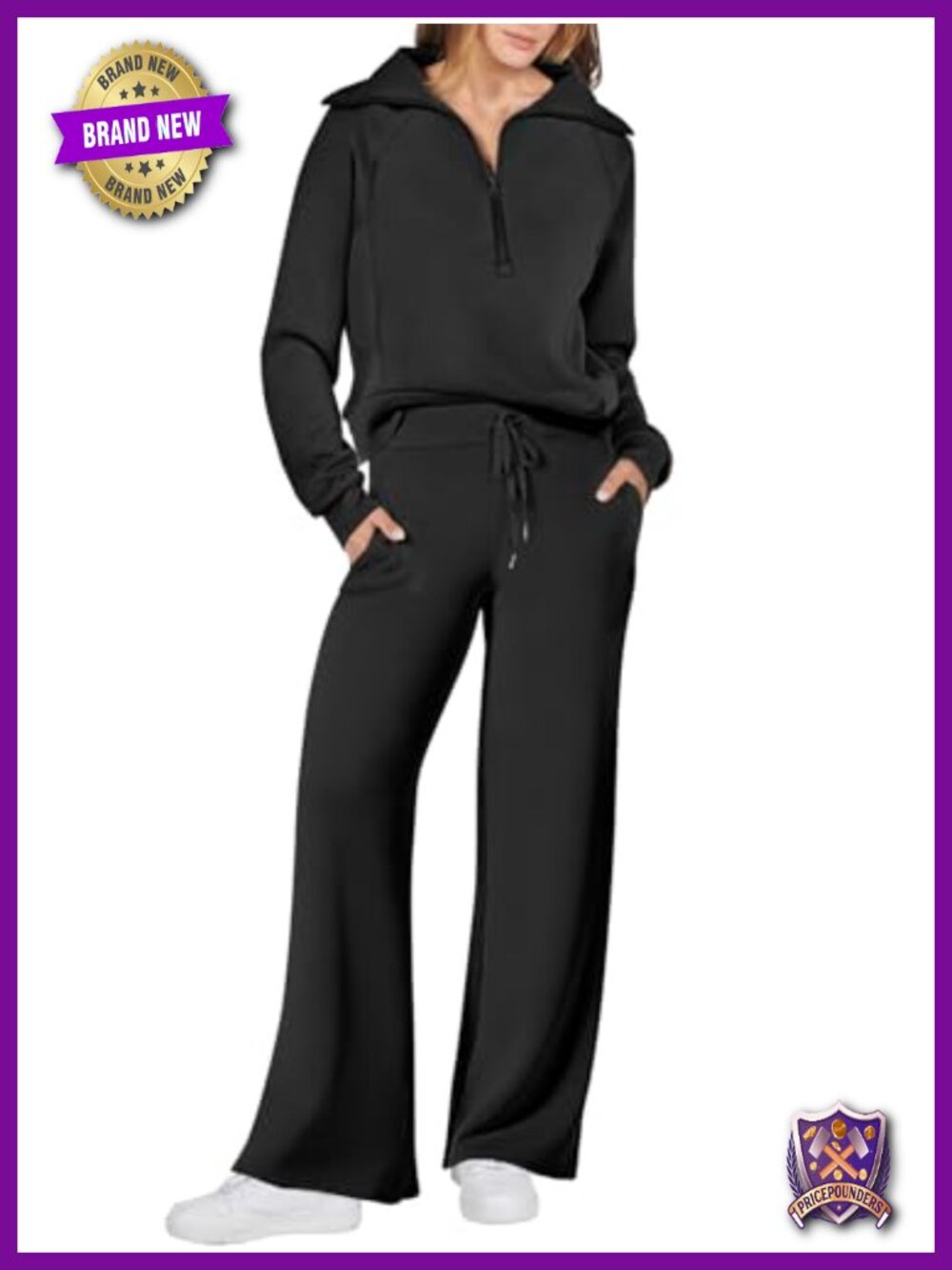 Women 2 Piece Sweatsuit Set Rayon Blend Half Zip Loungewear